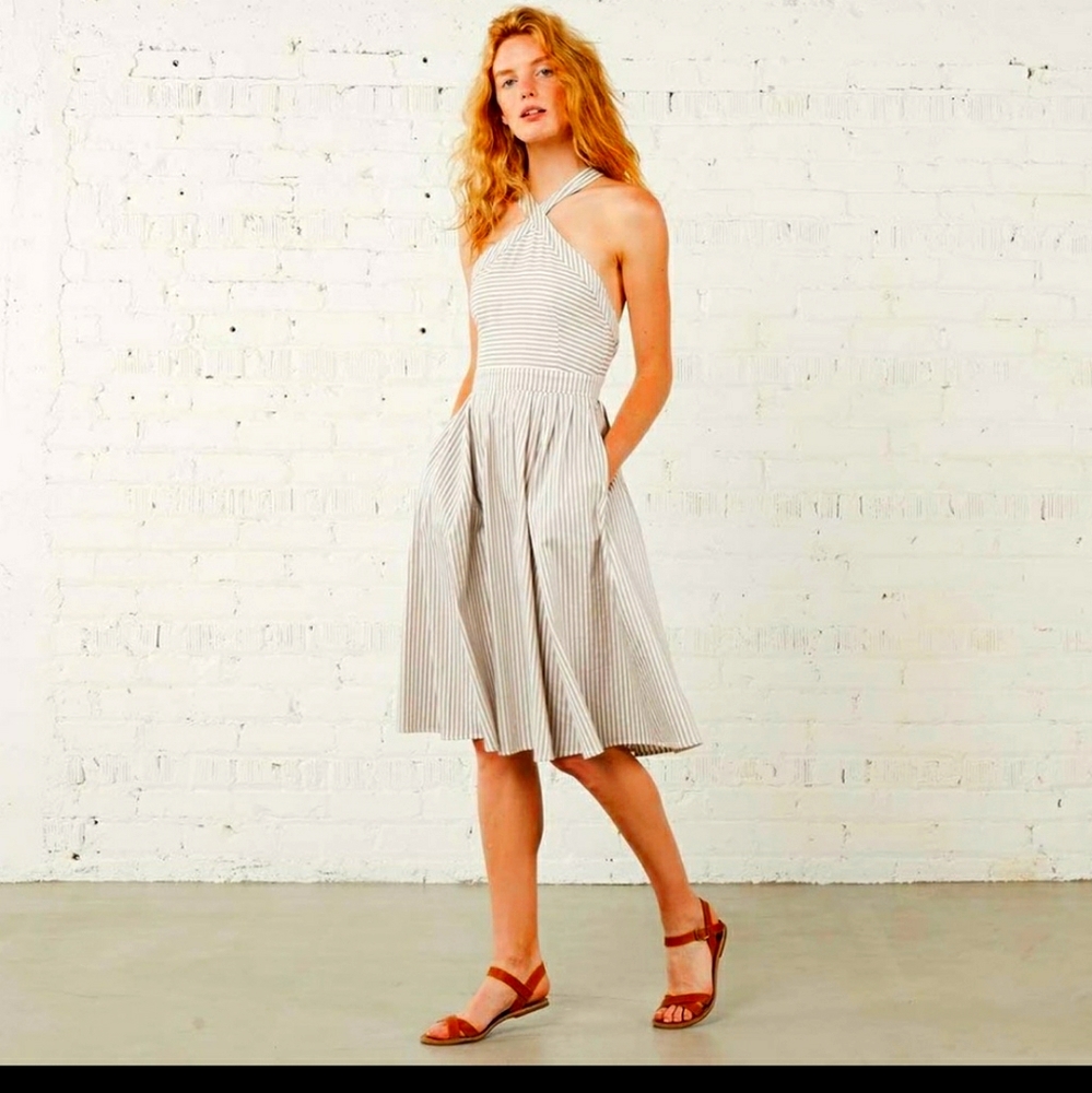 Christy Dawn - The Arrow Dress in Grey Stripe NWT